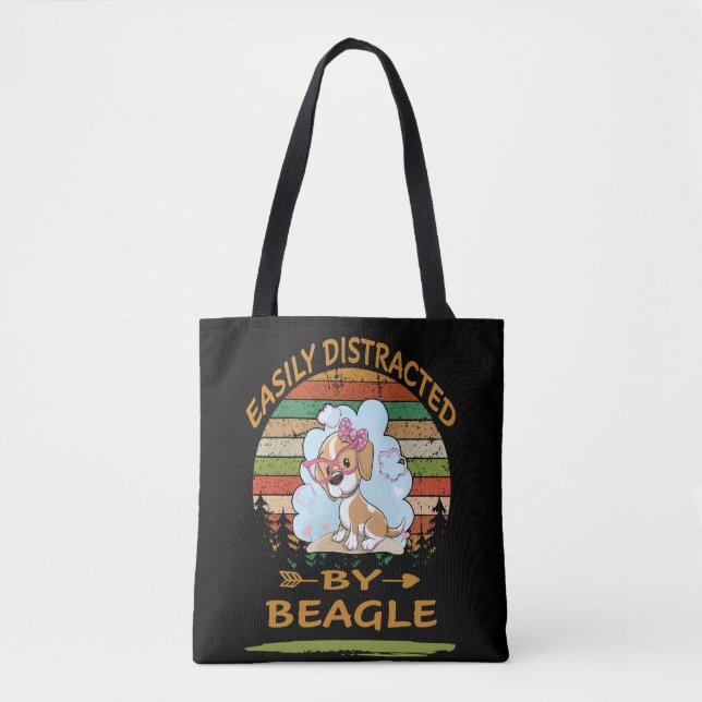 Tote Bag 3 Facilement Distrait Par Le Beagle (Devant)