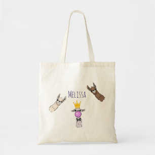 Tote Bag 3 Jolie Llama face à l'illustration de dessin