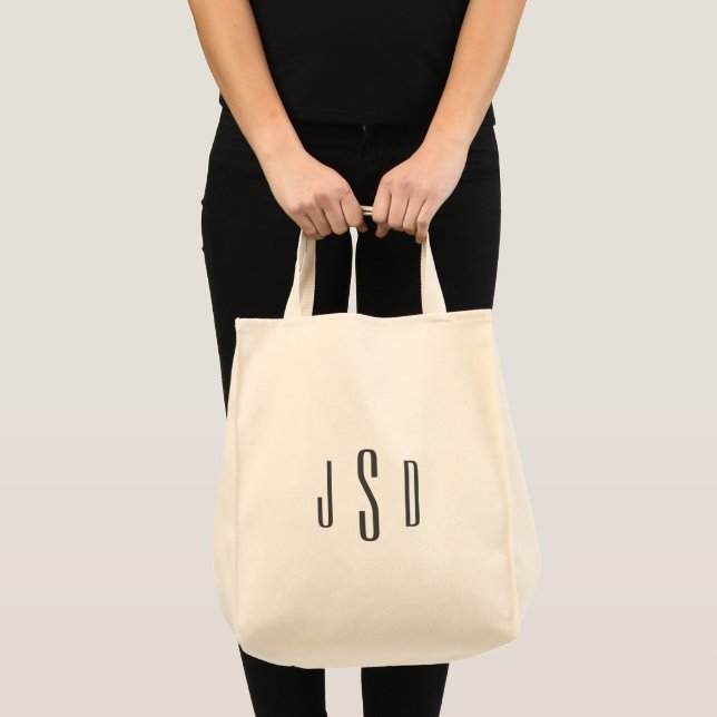 Tote Bag 3 monogramme initial simple élégante (Devant (produit))