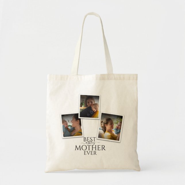 Tote Bag 3 Photo Collage Maman Famille Fête des mères mémor (Devant)