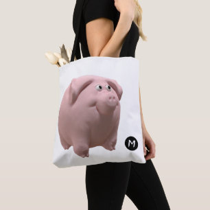 Tote Bag 3D Funky Pig Année Monogramme choisir la couleur S