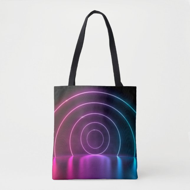 Tote Bag 3d ing des lignes brillantes du portail de cercle  (Devant)