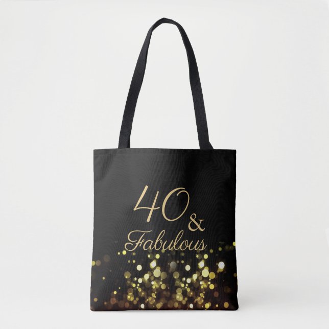Tote Bag 40 et fabuleux anniversaire noir et or (Devant)