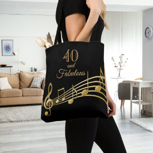 Tote Bag 40 fabuleuses notes de musique en or noir