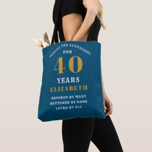 Tote Bag 40e anniversaire Normes Blue Gold Ajouter votre no
