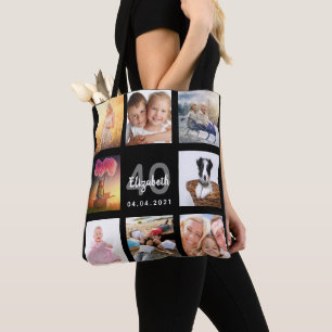Tote Bag 40e anniversaire sur mesure photo collage femme no