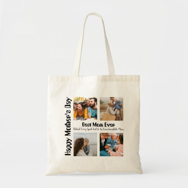 Tote Bag 4 Collage photo Meilleure maman jamais (Devant)