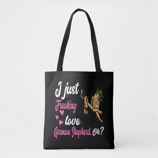 Tote Bag 4 J'Aime Juste Freaking Amour Berger Allemand OK (Devant)