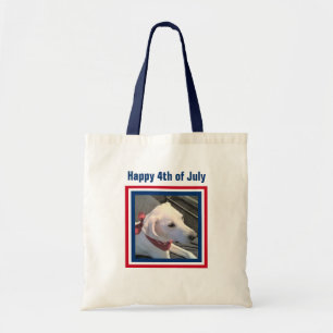 Tote Bag 4 juillet Rouge Blanc Bleu mou Chien portant l'éch