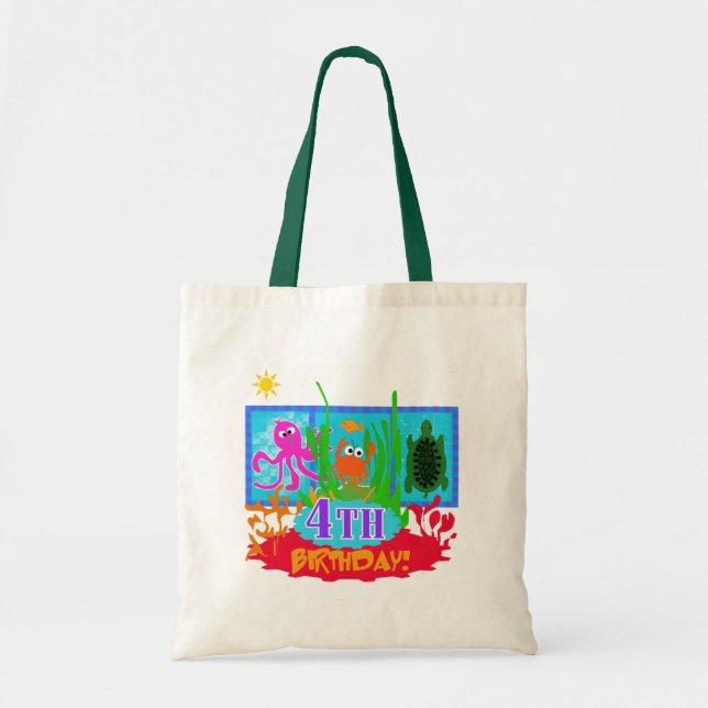 Tote Bag 4ème Aventure sous-marine Tshirts d'anniversaire (Devant)