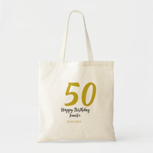 Tote Bag 50e anniversaire ajouter nom date année noire modè
