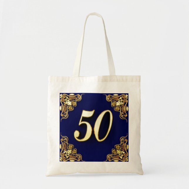 Tote Bag 50e anniversaire ou anniversaire Regal Gold et Blu (Devant)