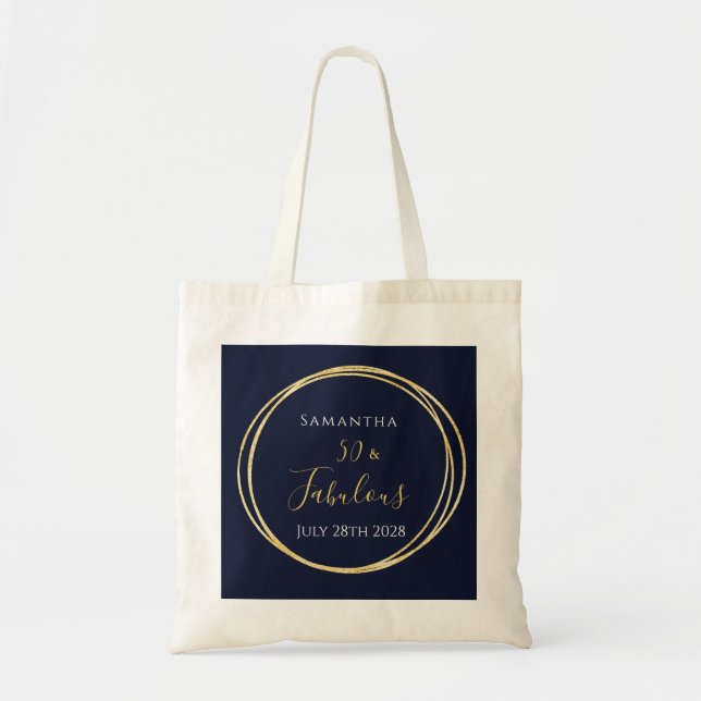 Tote Bag 50e anniversaire personnalisé Marine Gold (Devant)