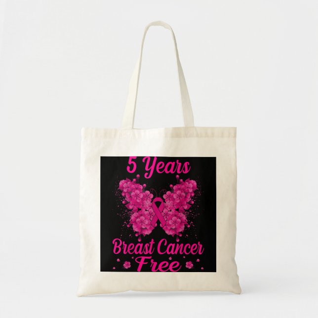 Tote Bag 5 ans Cancer du sein sans survivant Papillon (Devant)
