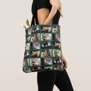 Tote Bag 5 Photo Collage Motif Bordure verte