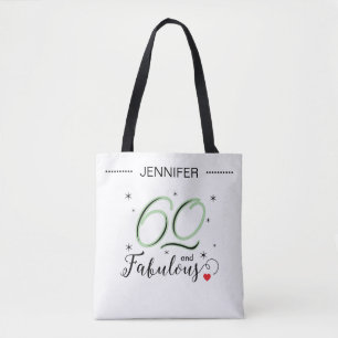 Tote Bag 60 ans et Fabuleux Nom personnalisé noir et blanc