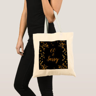 Tote Bag 60 ans et Sassy 60e anniversaire Noir Faux Or