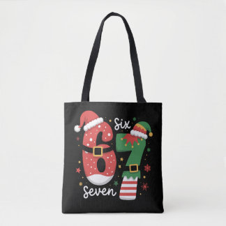Tote Bag 67 Meme Six Seven Elf Christmas Santa Hat