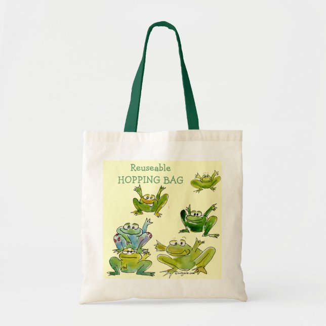 Tote Bag 6 devenez écolo drôles Fourre-tout de grenouilles (Devant)
