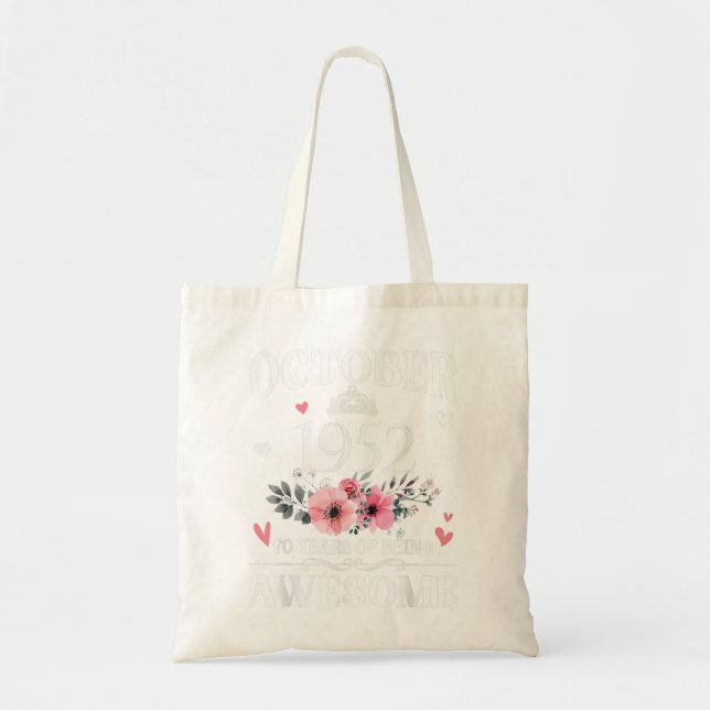 Tote Bag 70 Ans Fabriqué En Octobre 1952 70e Anniversaire G (Devant)