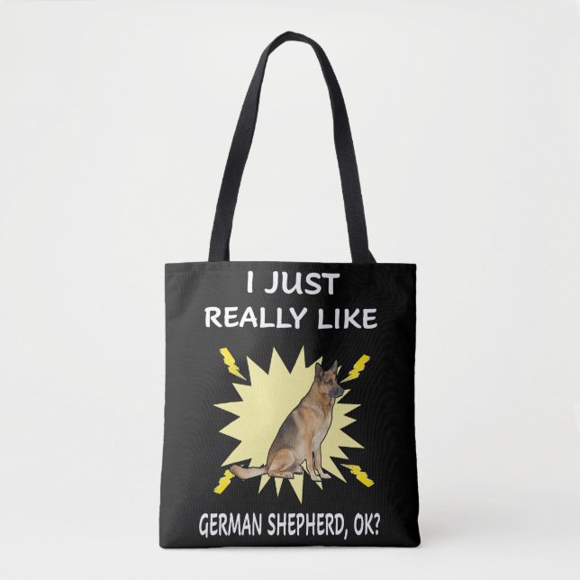Tote Bag 7 J'Aime Vraiment Le Berger Allemand OK (Devant)