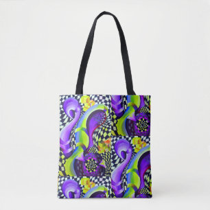 Tote Bag 80 s Art Deco Geometric Pattern