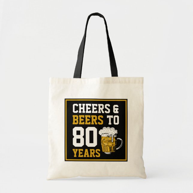 Tote Bag 80e anniversaire Cheers & Bières à 80 ans (Devant)