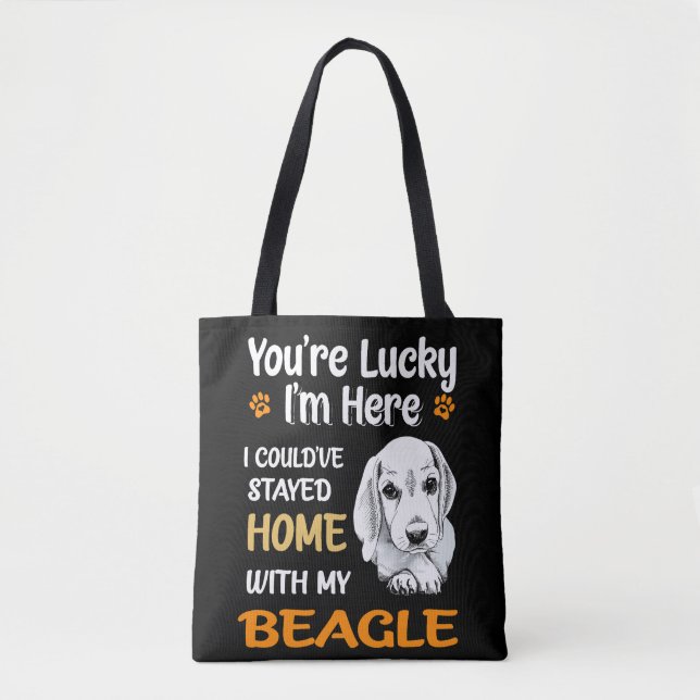 Tote Bag 8 Tu Es Heureux Chez Toi Avec Mon Beagle (Devant)