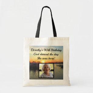 TOTE BAG 90E ANNIVERSAIRE PHOTO PERSONNALISÉE DU COUCHER DE