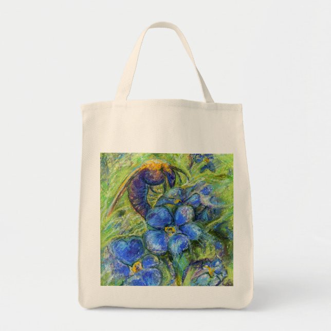 Tote Bag A Bee & Forget-me-not Flowers (Devant)