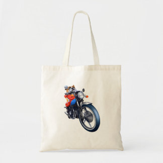 TOTE BAG A BULLDOG RIDING BIKE