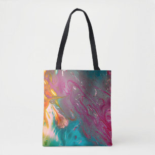 Tote Bag A closeup of colorful abstract oil painted wavesoi