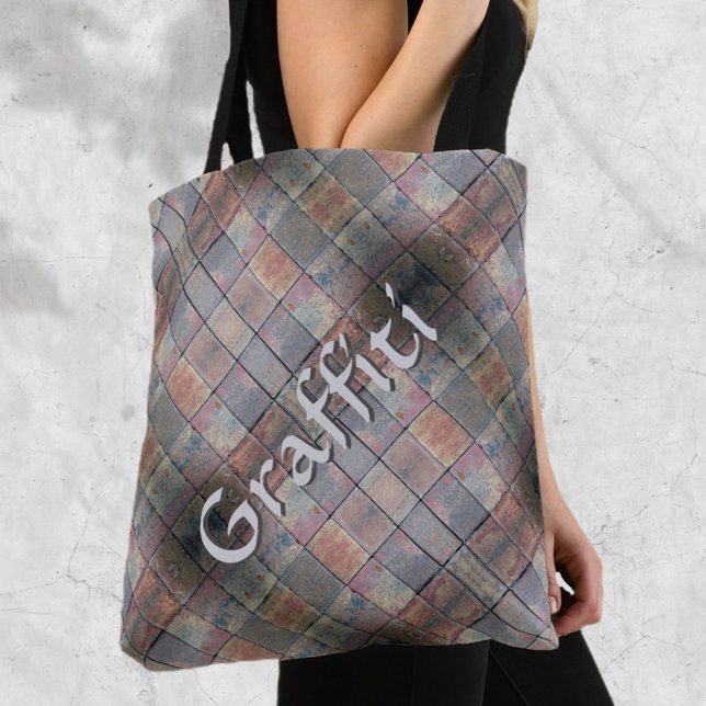 Tote Bag à damiers brique Grunge Urbain Personnalisé (Créateur téléchargé)