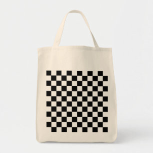 Tote Bag à damiers noir et blanc