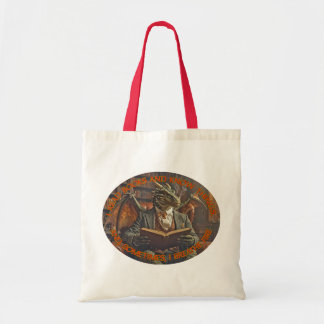 Tote Bag A dragon reading for learning and enjoyment.