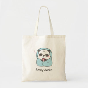 Tote Bag À peine réveillé Pun Mignon Panda endormi dans une