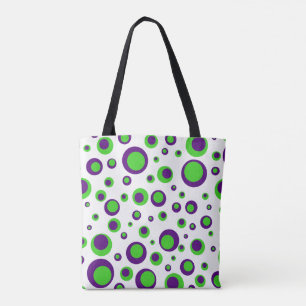 Tote Bag À petits pois [violet et vert]