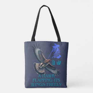 Tote Bag A powerful flying hawk symbolizing freedom