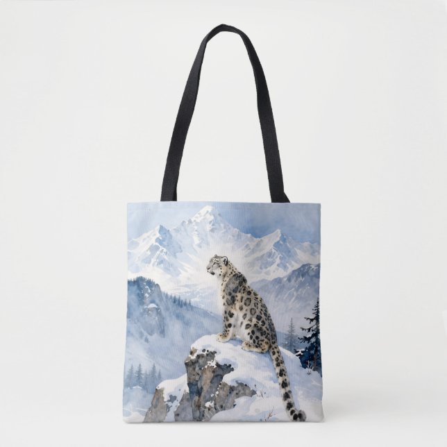 Tote Bag A Snow Leopard on Snowy Peak (Devant)