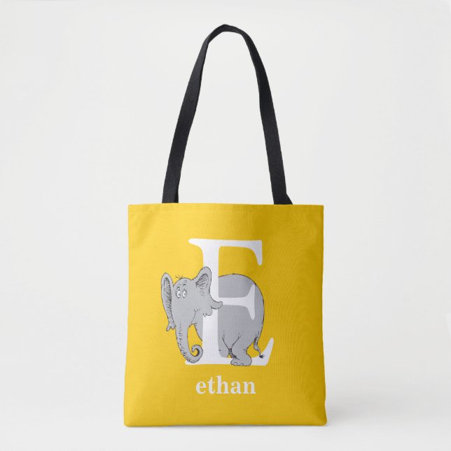 Tote Bag ABC du Dr Seuss : Lettre E - Blanc | Ajouter Votre (Devant)