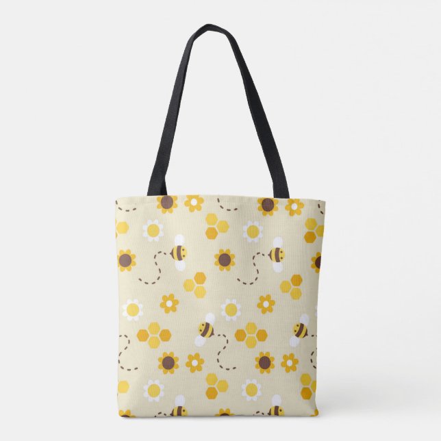 Tote Bag Abee Joyeux Motif de peigne jaune (Dos)