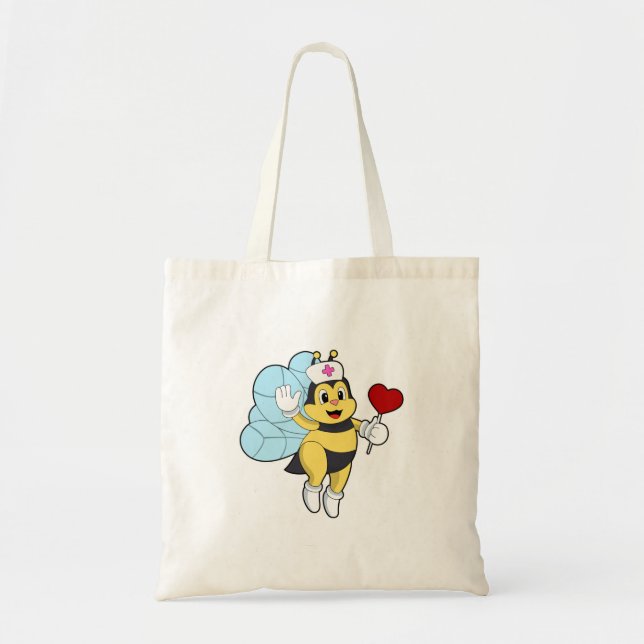 Tote Bag Abeille comme infirmière avec coeur.PNG (Devant)