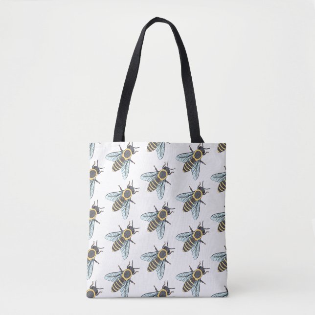 Tote Bag Abeille de miel (blanc motif) - Fourre-tout (Devant)