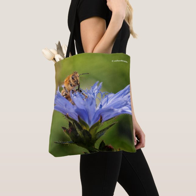 Tote Bag Abeille de miel sur le radicchio florissant (De près)