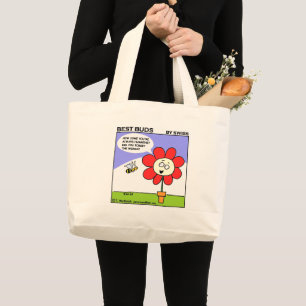 Tote Bag Abeille drôle et grand art rouge de bande dessin