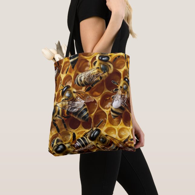 Tote Bag Abeilles de nid d'abeille (De près)