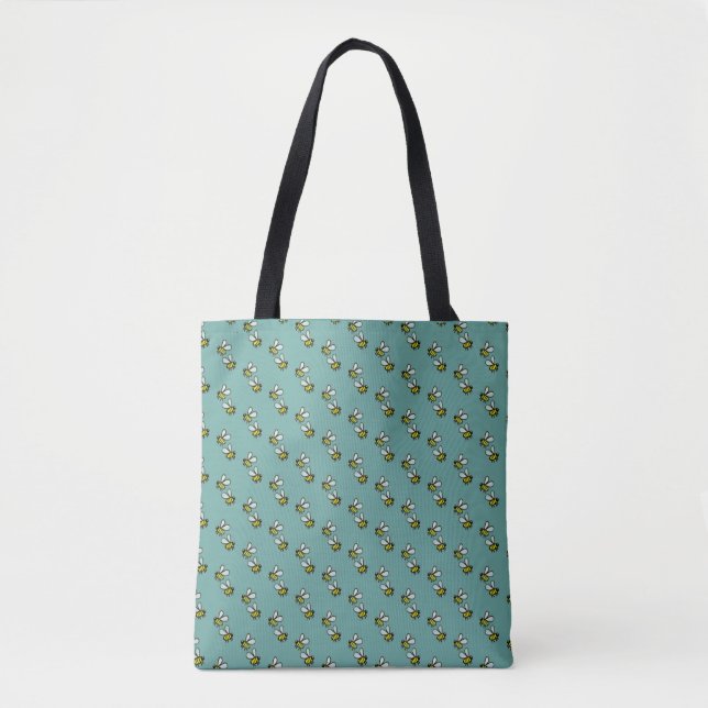 Tote Bag Abeilles sur vert d'eau (Devant)