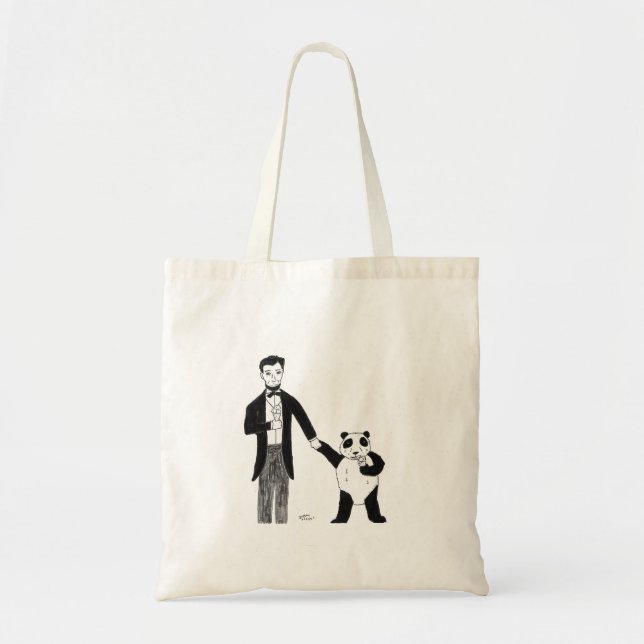 Tote Bag Abraham Lincoln et un panda appréciant la crème (Devant)