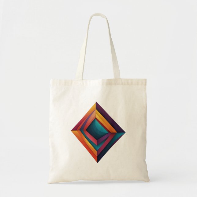 Tote Bag Abstract 3D Geometric Diamond Gradient Art (Devant)