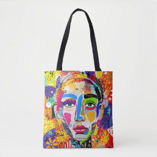 Tote Bag Abstract Colorful Pop Art Portrait